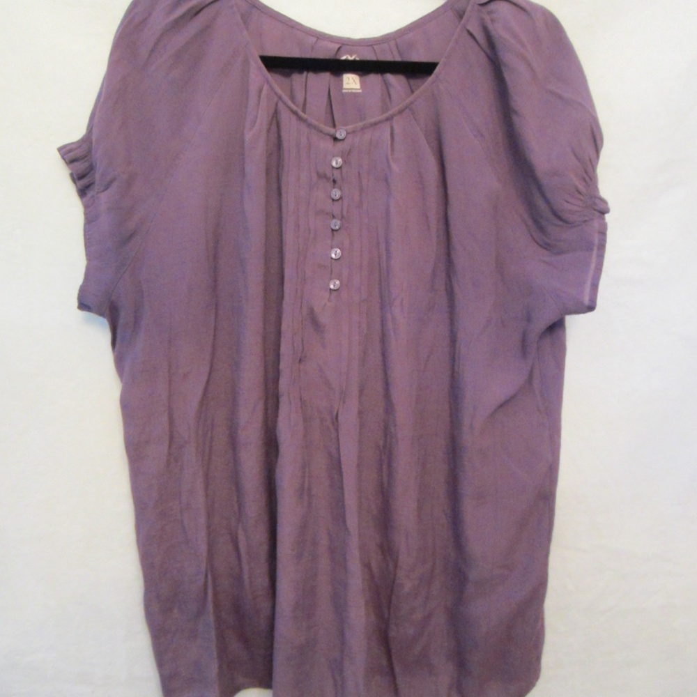 Blue Mountain Purple Boat Neck SHort Sleeve Pullover Womens 2X Blouse